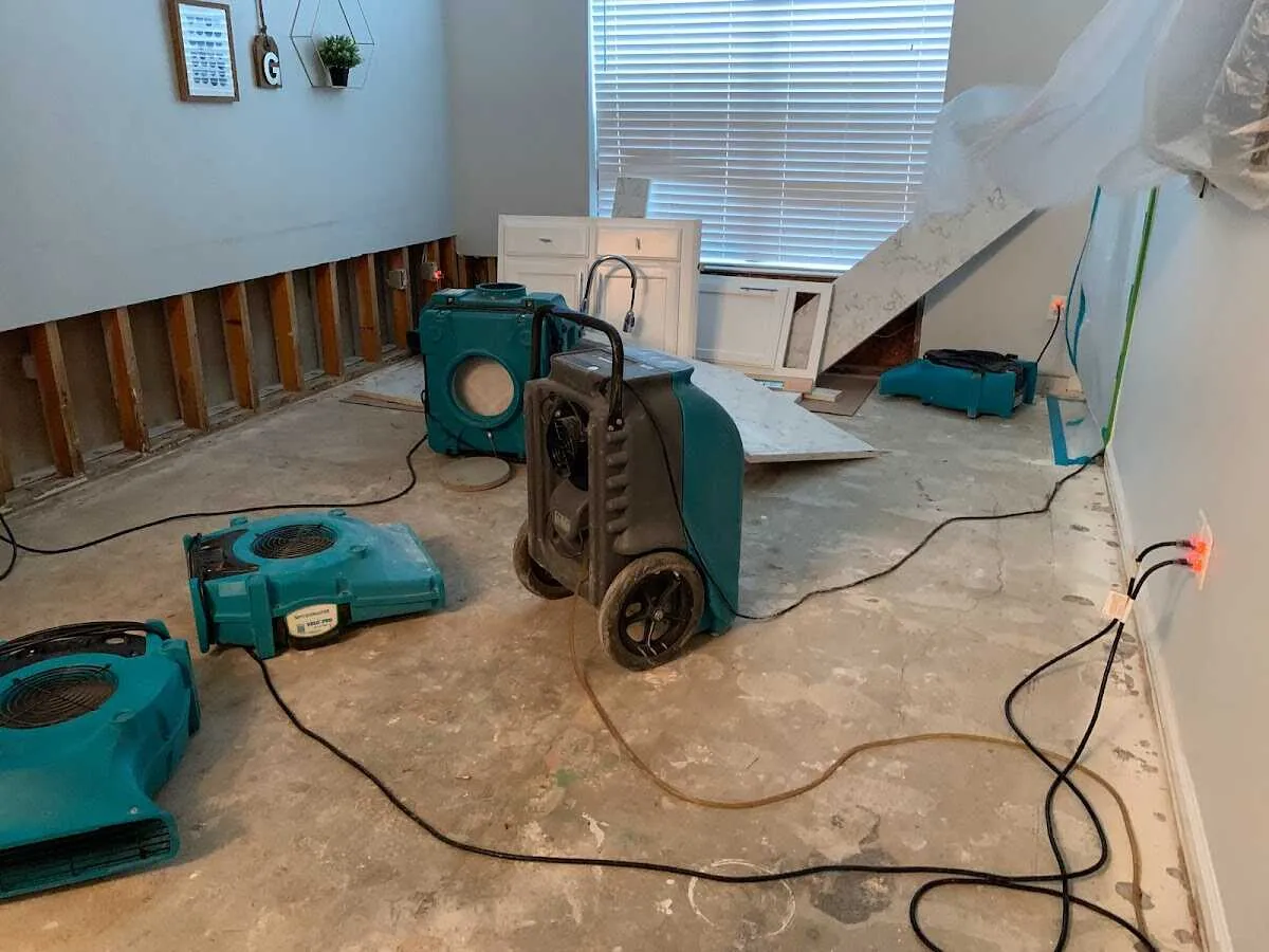 Dehumidifier in flood-cut room for Water Damage Restoration in Waynesville